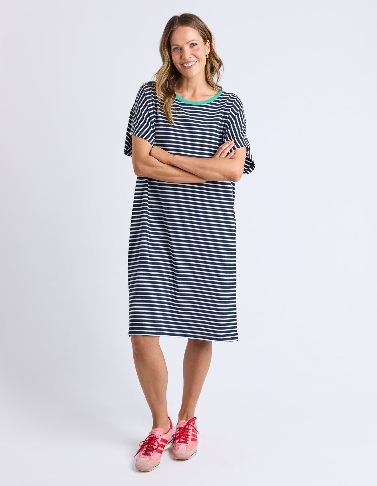 ELM_SABRINA DRESS NAVY STRIPE _ SABRINA DRESS NAVY STRIPE _ Ebony Boutique NZ