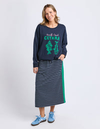 ELM_SLOANE SKIRT - STRIPE.NAVY _ SLOANE SKIRT - STRIPE.NAVY _ Ebony Boutique NZ