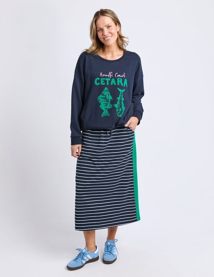 ELM_SLOANE SKIRT - STRIPE.NAVY _ SLOANE SKIRT - STRIPE.NAVY _ Ebony Boutique NZ