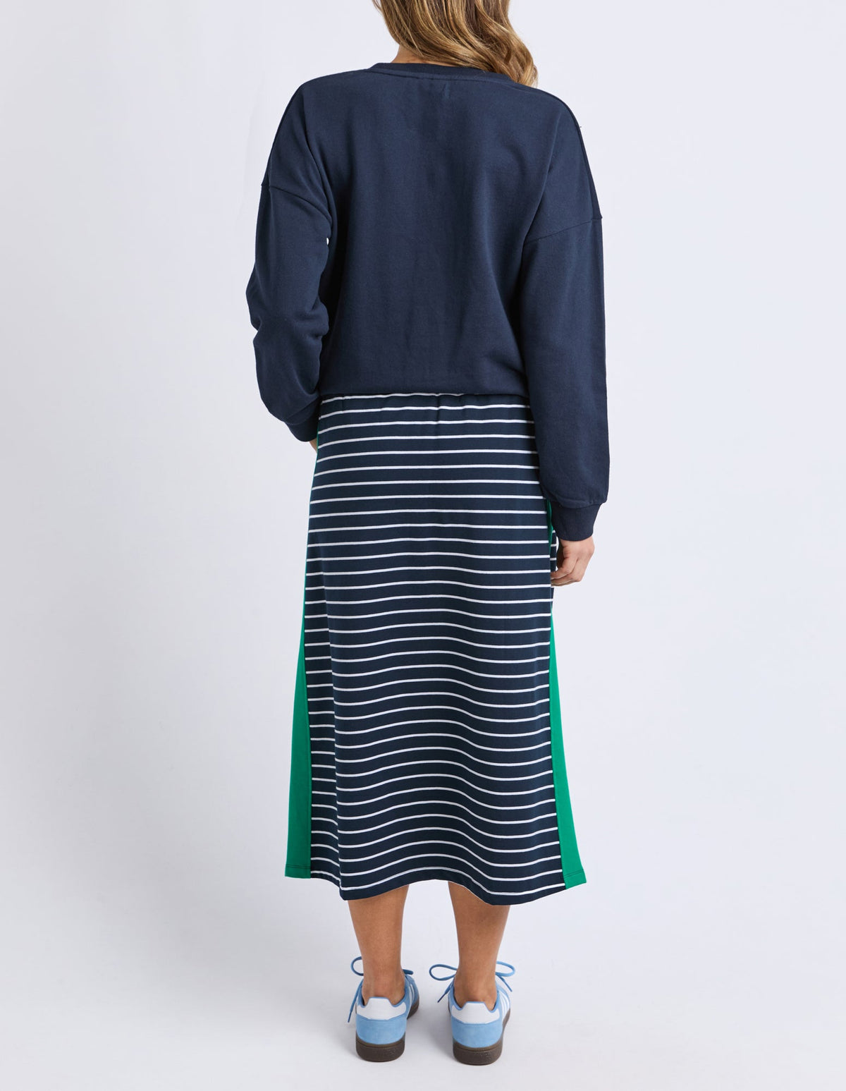 ELM_SLOANE SKIRT - STRIPE.NAVY _ SLOANE SKIRT - STRIPE.NAVY _ Ebony Boutique NZ