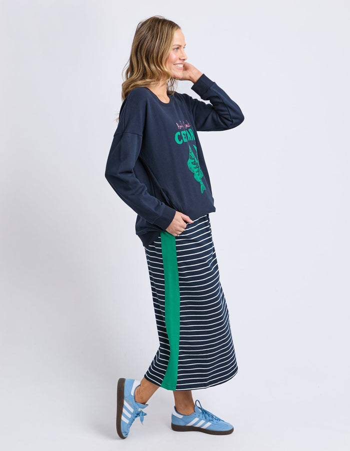 ELM_SLOANE SKIRT - STRIPE.NAVY _ SLOANE SKIRT - STRIPE.NAVY _ Ebony Boutique NZ