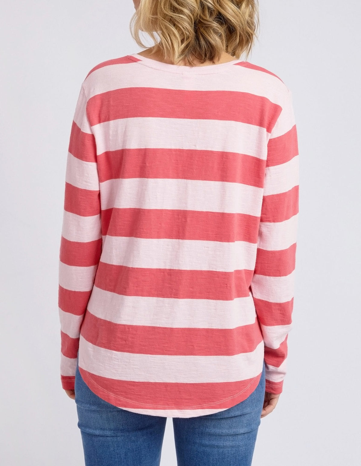 ELM_SPRITZ STRIPE L/S TEE CORAL _ SPRITZ STRIPE L/S TEE CORAL _ Ebony Boutique NZ