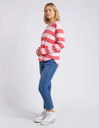 ELM_SPRITZ STRIPE L/S TEE CORAL _ SPRITZ STRIPE L/S TEE CORAL _ Ebony Boutique NZ