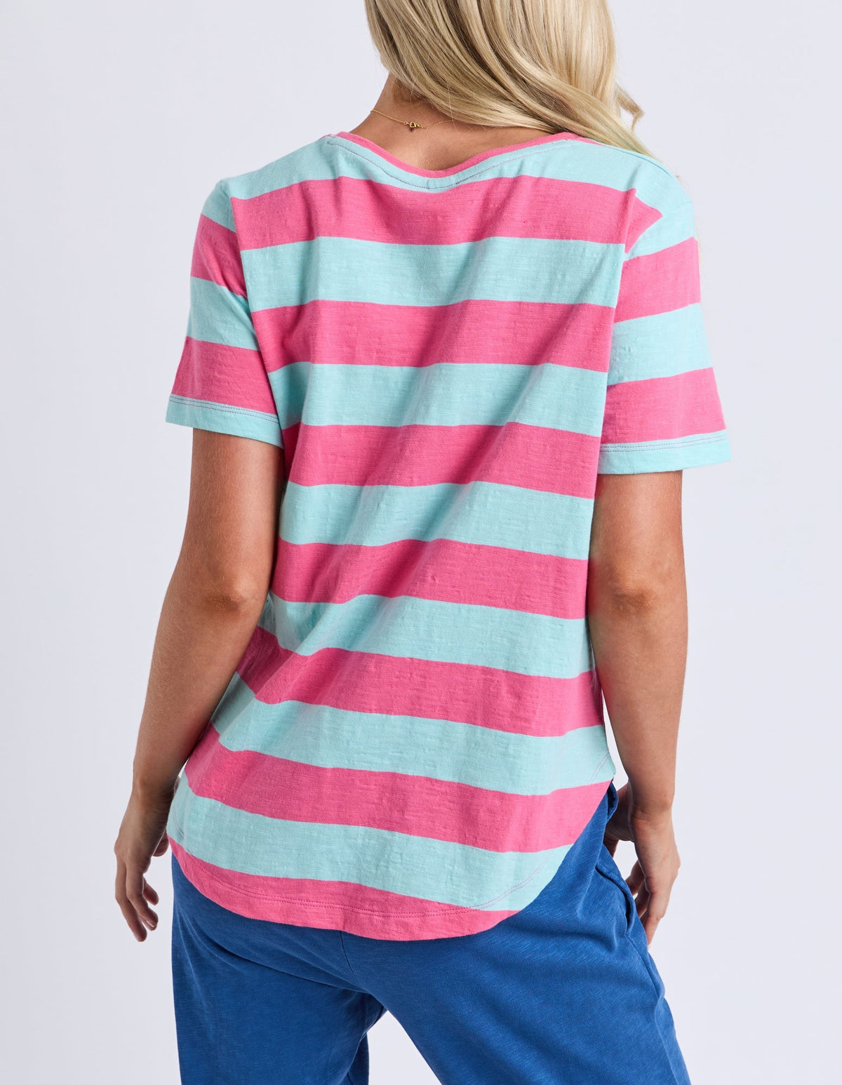 SPRITZ STRIPE SHORT SLEEVE TEE TBLUE/PINK_by_ELM_women's_in_New Zealand_ BACK _
