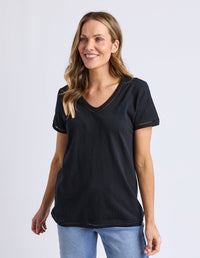 VICTORIA SHORT SLEEVE TEE BLACK_by_ELM_women's_in_New Zealand_ VICTORIA SHORT SLEEVE TEE BLACK _