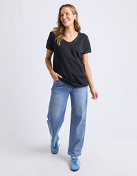 VICTORIA SHORT SLEEVE TEE BLACK_by_ELM_women's_in_New Zealand_ VICTORIA SHORT SLEEVE TEE BLACK _