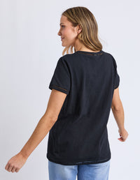 VICTORIA SHORT SLEEVE TEE BLACK_by_ELM_women's_in_New Zealand_ VICTORIA SHORT SLEEVE TEE BLACK _