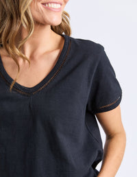 VICTORIA SHORT SLEEVE TEE BLACK_by_ELM_women's_in_New Zealand_ VICTORIA SHORT SLEEVE TEE BLACK _