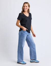VICTORIA SHORT SLEEVE TEE BLACK_by_ELM_women's_in_New Zealand_ VICTORIA SHORT SLEEVE TEE BLACK _