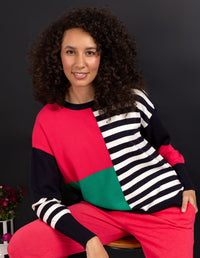 VIKEN KNIT MIDNIGHT BLOCK STRIPE MULTI_by_ELM_women's_in_New Zealand_ FEATURED / FRONT _