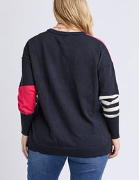 VIKEN KNIT MIDNIGHT BLOCK STRIPE MULTI_by_ELM_women's_in_New Zealand_ BACK _
