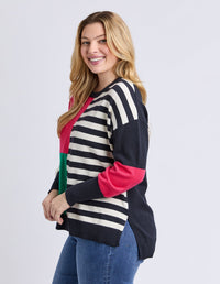 VIKEN KNIT MIDNIGHT BLOCK STRIPE MULTI_by_ELM_women's_in_New Zealand_ SIDE _