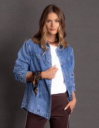 ACE OVER SHIRT MID BLUE_by_FOXWOOD_women's_in_New Zealand_ ACE OVER SHIRT MID BLUE _