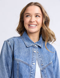 ACE OVER SHIRT MID BLUE_by_FOXWOOD_women's_in_New Zealand_ ACE OVER SHIRT MID BLUE _
