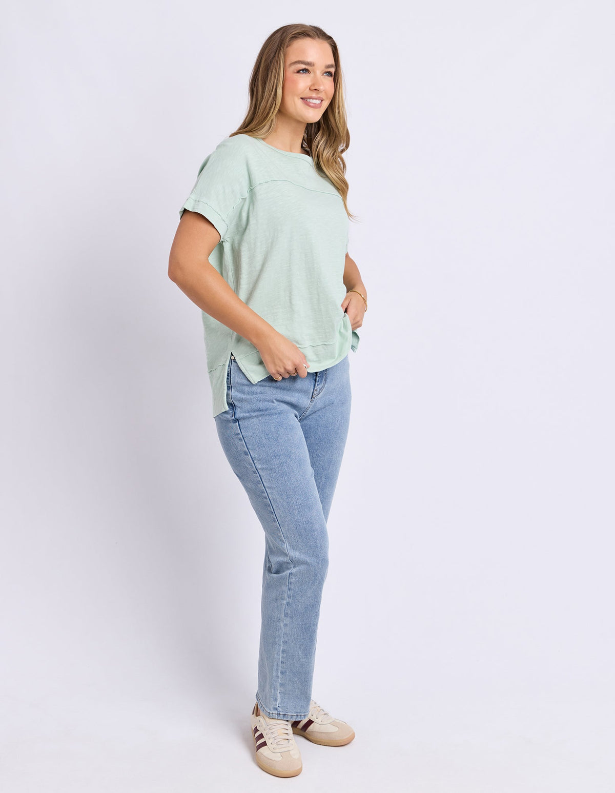 ALLISON TEE SUBDUED MINT_by_FOXWOOD_women's_in_New Zealand_ SIDE _