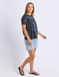 BOTANICAL GARDEN TEE WASHED WASHED WASHED WASHED WASHED WASHED BLACK_by_FOXWOOD_women's_in_New Zealand_ SIDE _