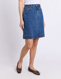 BOWER SKIRT MID MID MID MID BLUE_by_FOXWOOD_women's_in_New Zealand_ SIDE _
