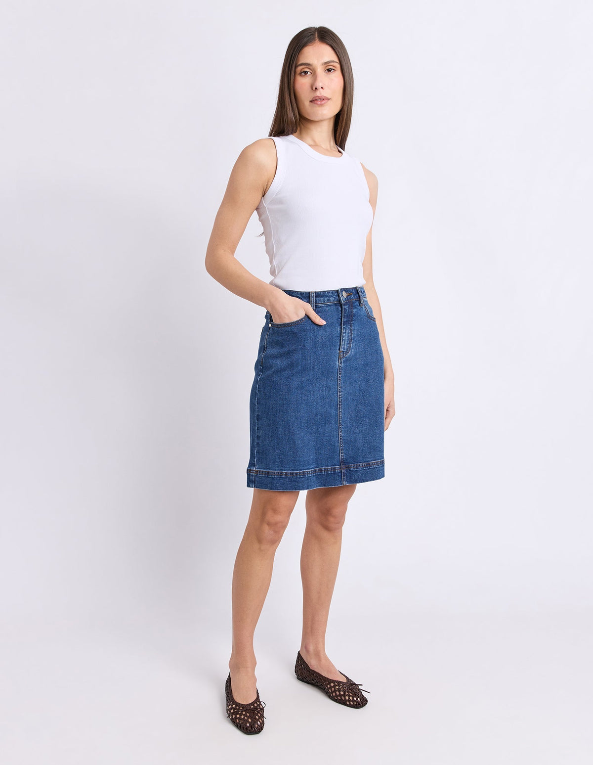 BOWER SKIRT MID MID MID MID BLUE_by_FOXWOOD_women's_in_New Zealand_ FEATURED / FRONT _