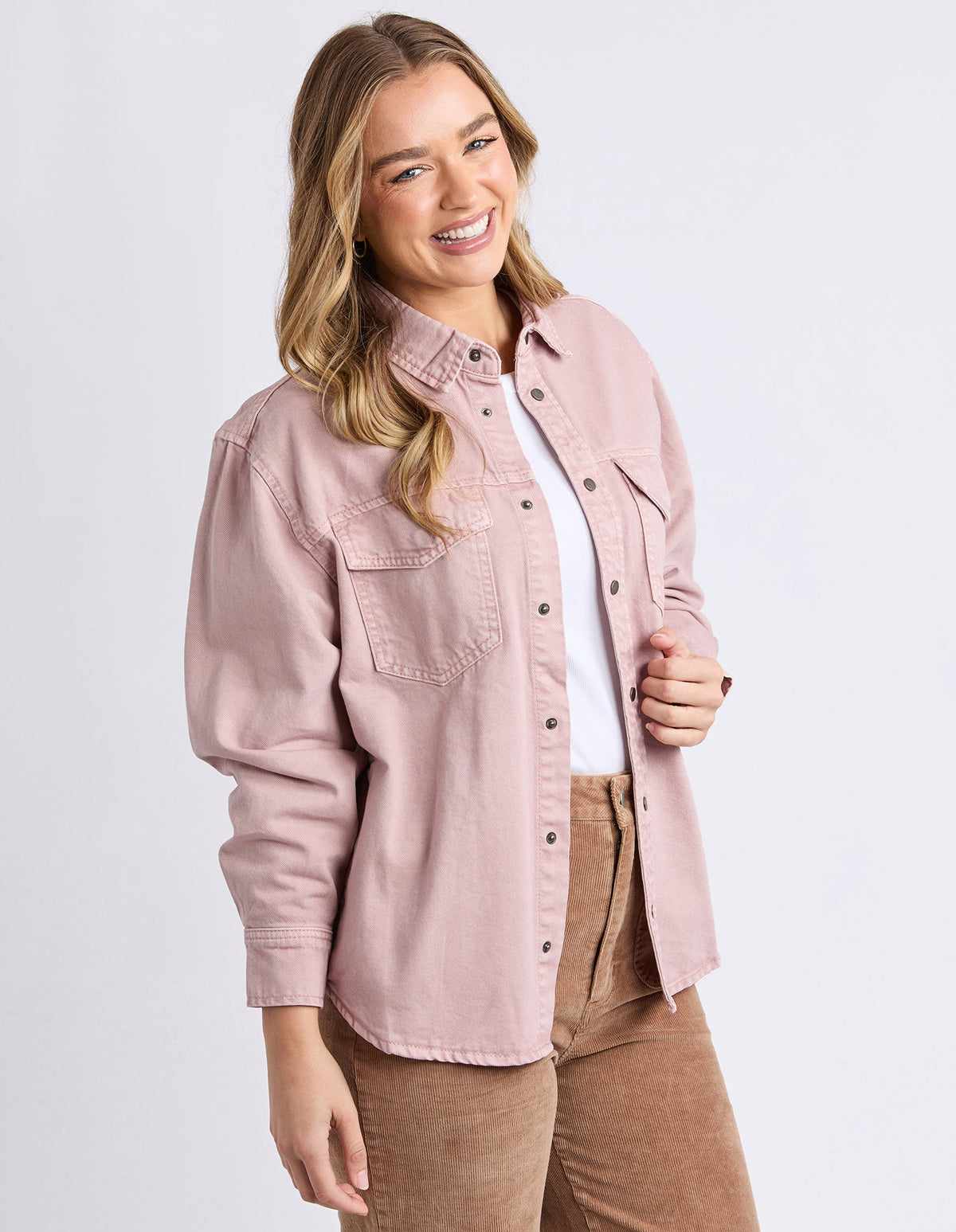 DAISY OVERSHIRT DUSKY PINK_by_FOXWOOD_women's_in_New Zealand_ DAISY OVERSHIRT DUSKY PINK _