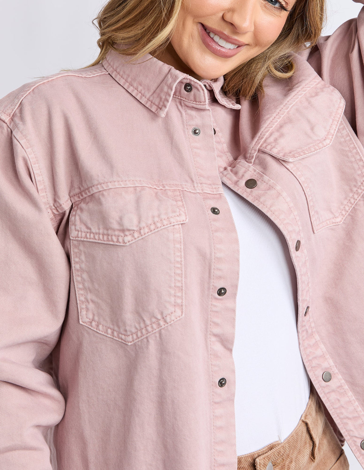 DAISY OVERSHIRT DUSKY PINK_by_FOXWOOD_women's_in_New Zealand_ DAISY OVERSHIRT DUSKY PINK _