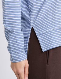 EDDIE STRIPE TOP DUSKY BLUE_by_FOXWOOD_women's_in_New Zealand_ EDDIE STRIPE TOP DUSKY BLUE _