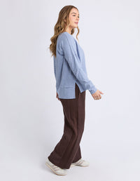EDDIE STRIPE TOP DUSKY BLUE_by_FOXWOOD_women's_in_New Zealand_ EDDIE STRIPE TOP DUSKY BLUE _