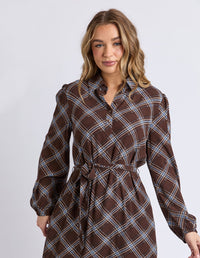EDISON CHECK DRESS CHOCOLATE_by_FOXWOOD_women's_in_New Zealand_ EDISON CHECK DRESS CHOCOLATE _