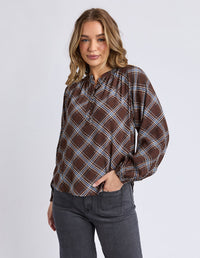 EDISON CHECK TOP CHOCOLATE_by_FOXWOOD_women's_in_New Zealand_ EDISON CHECK TOP CHOCOLATE _