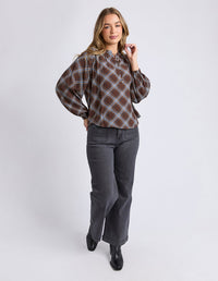EDISON CHECK TOP CHOCOLATE_by_FOXWOOD_women's_in_New Zealand_ EDISON CHECK TOP CHOCOLATE _