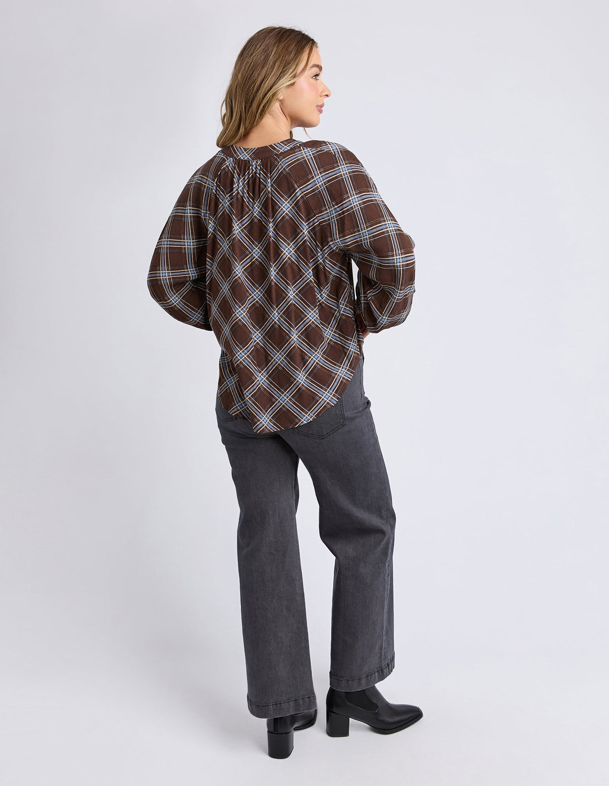 EDISON CHECK TOP CHOCOLATE_by_FOXWOOD_women's_in_New Zealand_ EDISON CHECK TOP CHOCOLATE _