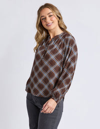 EDISON CHECK TOP CHOCOLATE_by_FOXWOOD_women's_in_New Zealand_ EDISON CHECK TOP CHOCOLATE _