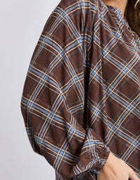 EDISON CHECK TOP CHOCOLATE_by_FOXWOOD_women's_in_New Zealand_ EDISON CHECK TOP CHOCOLATE _