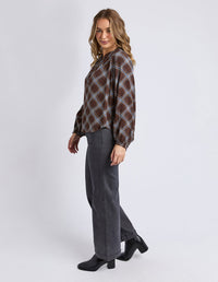EDISON CHECK TOP CHOCOLATE_by_FOXWOOD_women's_in_New Zealand_ EDISON CHECK TOP CHOCOLATE _