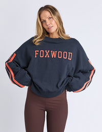 ELEVATED SUNDAY CREW NAVY/ORANGE_by_FOXWOOD_women's_in_New Zealand_ FEATURED / FRONT _