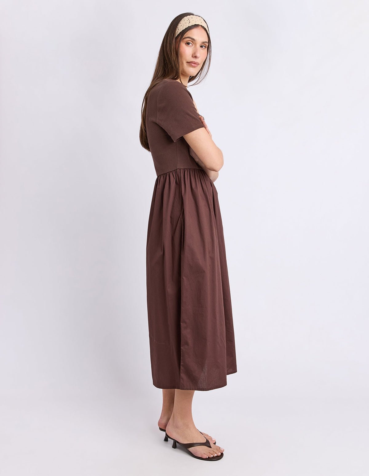 ELLA DRESS CHOCOLATE_by_FOXWOOD_women's_in_New Zealand_ SIDE _