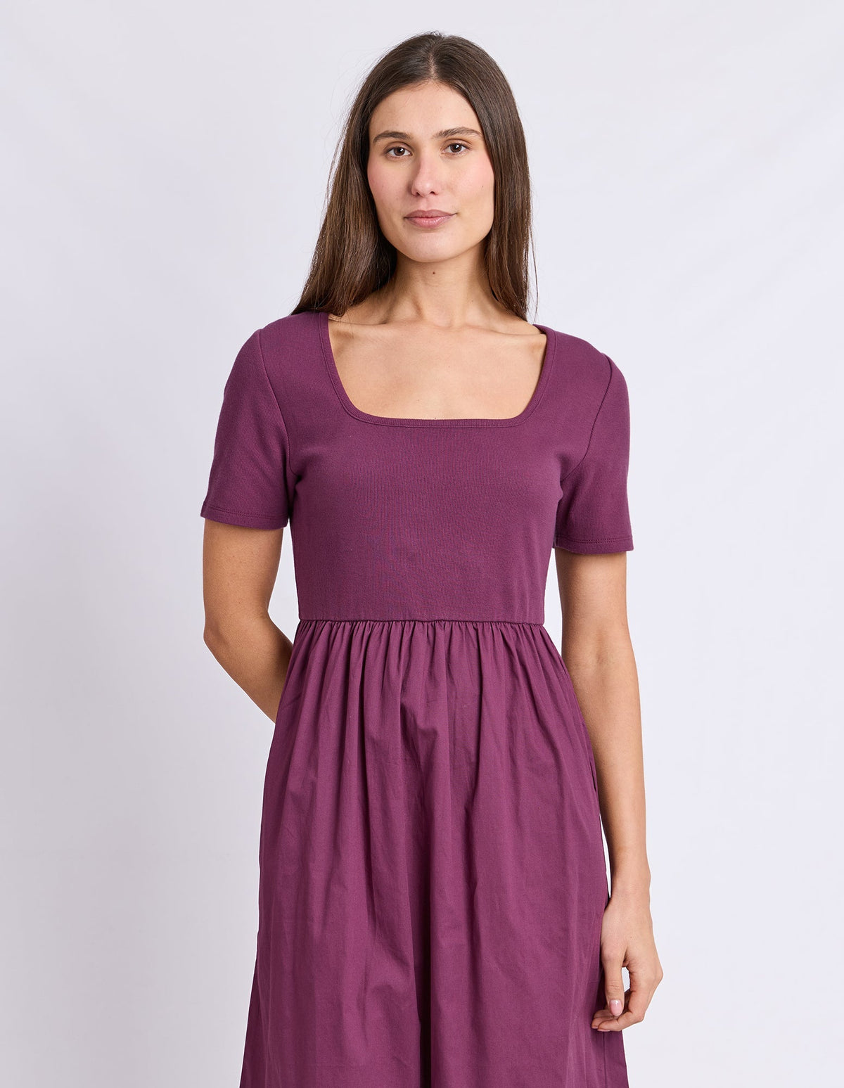 ELLA DRESS PLUM_by_FOXWOOD_women's_in_New Zealand_ ANGLE _