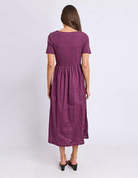 ELLA DRESS PLUM_by_FOXWOOD_women's_in_New Zealand_ BACK _