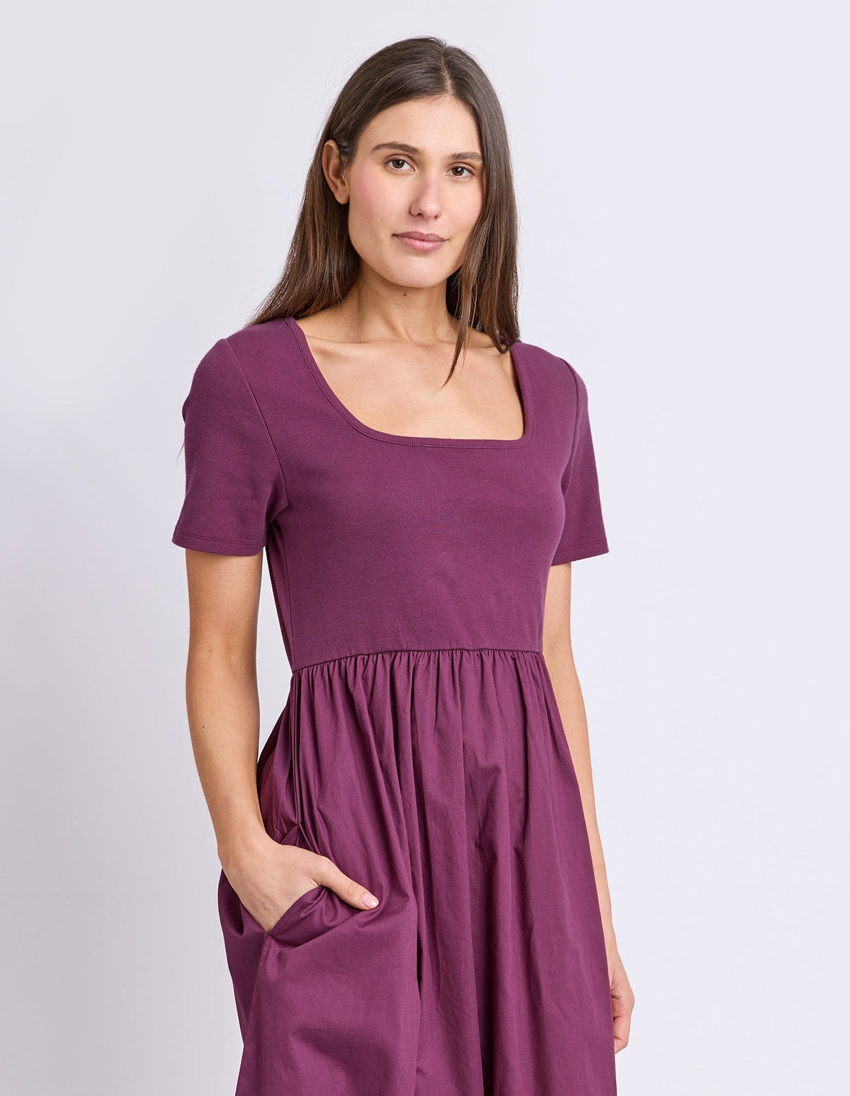 ELLA DRESS PLUM_by_FOXWOOD_women's_in_New Zealand_ SIDE _