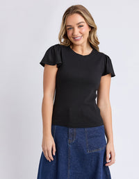 ELLE RIB TEE BLACK_by_FOXWOOD_women's_in_New Zealand_ ELLE RIB TEE BLACK _