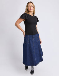 ELLE RIB TEE BLACK_by_FOXWOOD_women's_in_New Zealand_ ELLE RIB TEE BLACK _