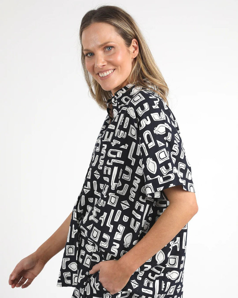 FOXWOOD_ETCHED GEO SHIRT _ ETCHED GEO SHIRT _ Ebony Boutique NZ