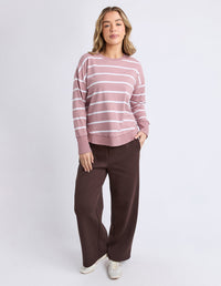 FARRAH LONG SLEEVE STRIPE DUSKY PINK_by_FOXWOOD_women's_in_New Zealand_ FARRAH LONG SLEEVE STRIPE DUSKY PINK _