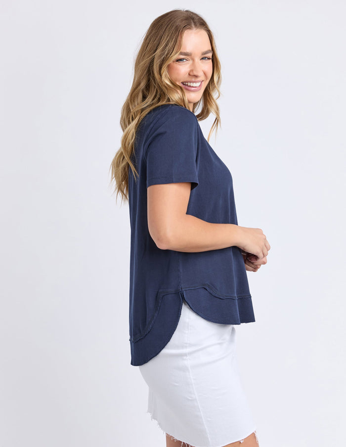 FOXWOOD_FARRAH SHORT SLEEVE TEE NAVY _ FARRAH SHORT SLEEVE TEE NAVY _ Ebony Boutique NZ