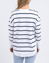 FARRAH STRIPE LONG SLEEVE WHITE/NAVY_by_FOXWOOD_women's_in_New Zealand_ FARRAH STRIPE LONG SLEEVE WHITE/NAVY _