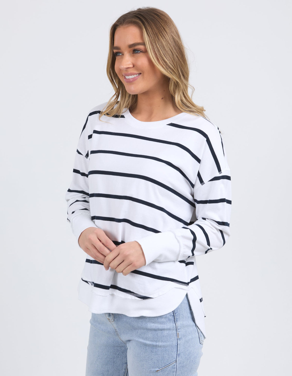 FARRAH STRIPE LONG SLEEVE WHITE/NAVY_by_FOXWOOD_women's_in_New Zealand_ FARRAH STRIPE LONG SLEEVE WHITE/NAVY _