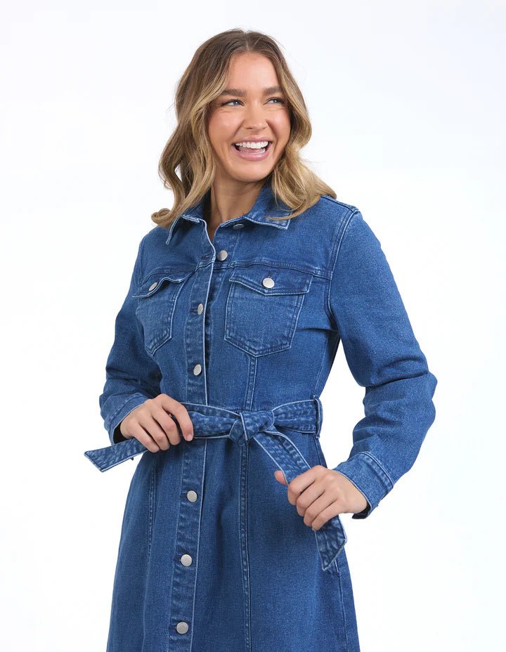 FOXWOOD_GENEVIEVE DENIM DRESS _ GENEVIEVE DENIM DRESS _ Ebony Boutique NZ