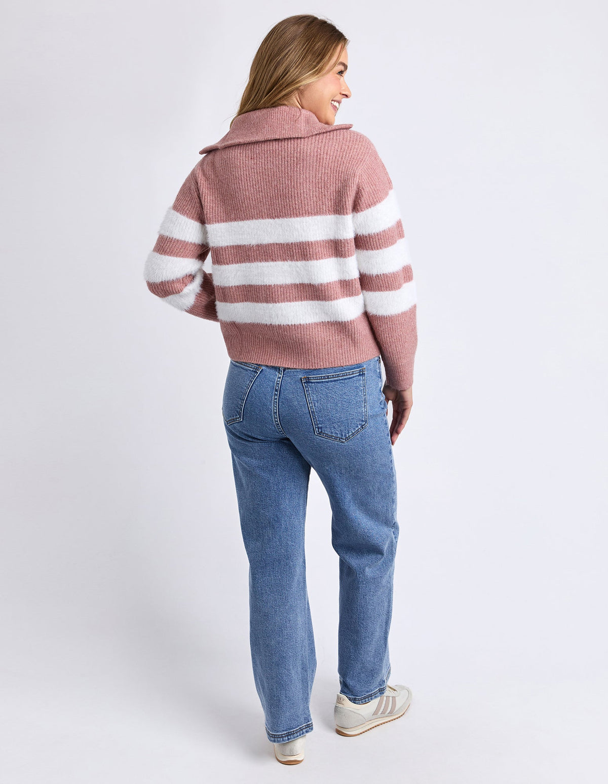 GRACIE ZIP CREW DUSKY PINK_by_FOXWOOD_women's_in_New Zealand_ GRACIE ZIP CREW DUSKY PINK _