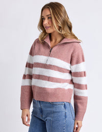 GRACIE ZIP CREW DUSKY PINK_by_FOXWOOD_women's_in_New Zealand_ GRACIE ZIP CREW DUSKY PINK _