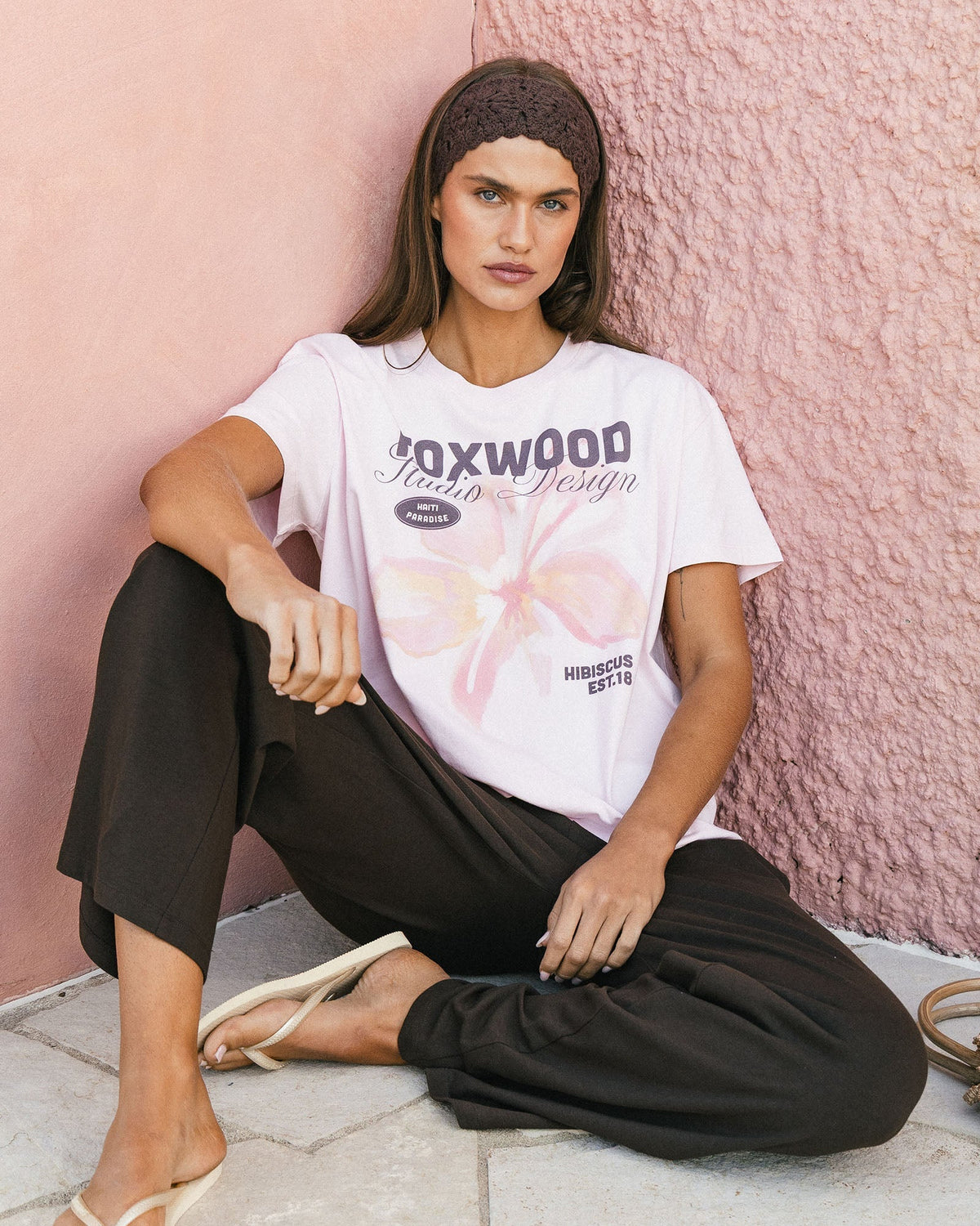 HIBISCUS TEE BALLERINA BALLERINA BALLERINA BALLERINA PINK_by_FOXWOOD_women's_in_New Zealand_ FEATURED / FRONT _