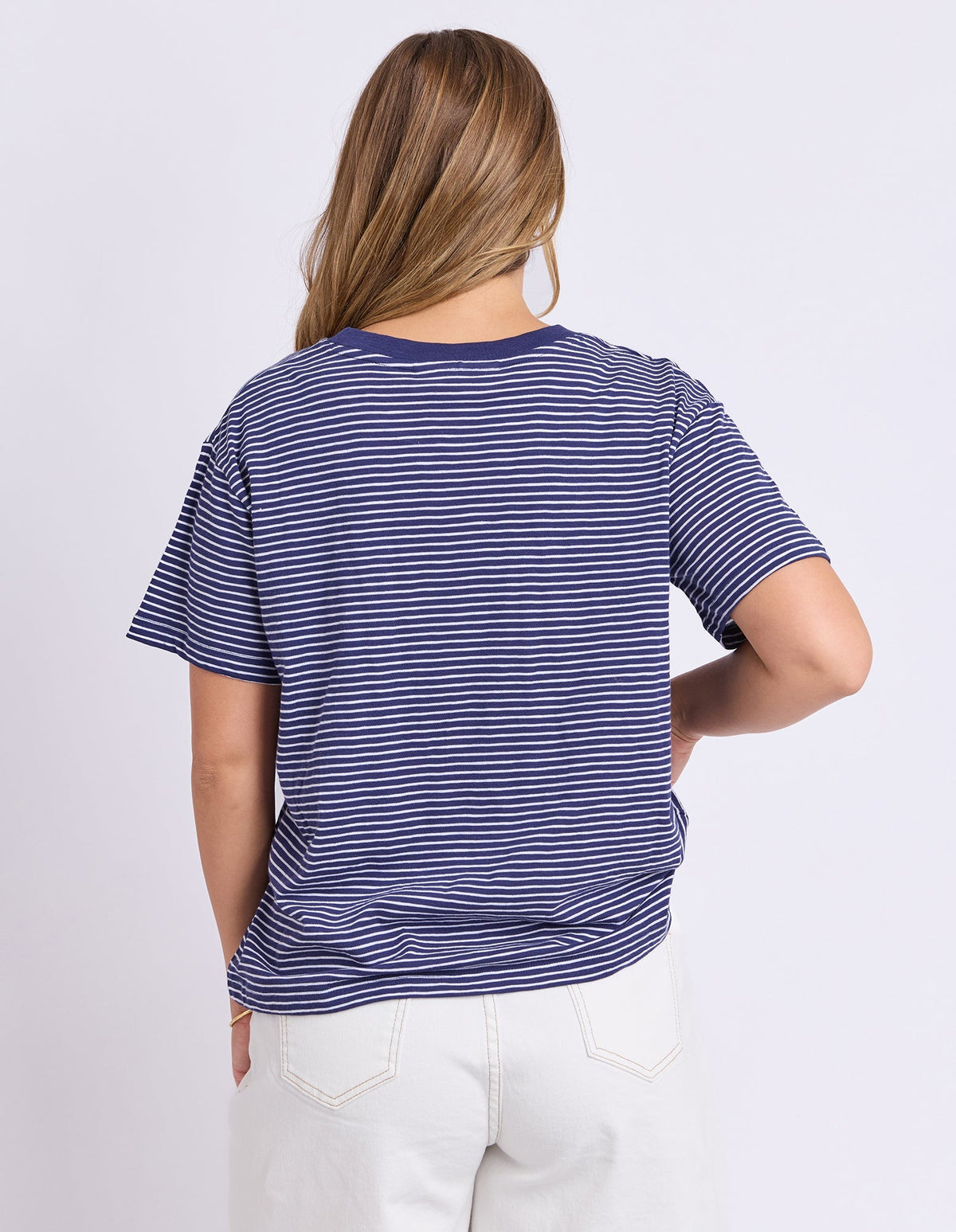 HUTCH STRIPE TEE NAVY/WHITE STRIPE_by_FOXWOOD_women's_in_New Zealand_ BACK _
